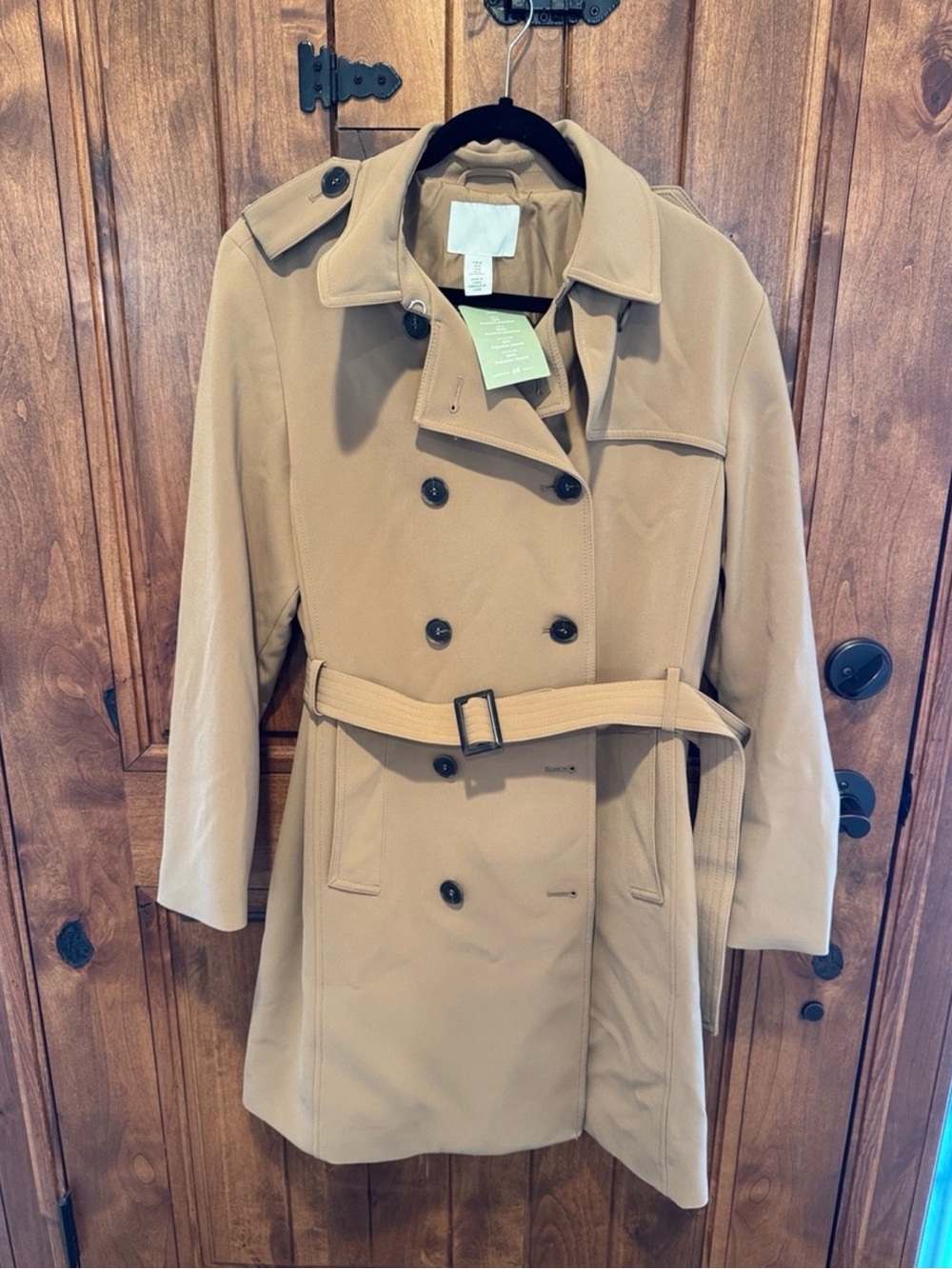 H&M Camel Double-Breasted Trench Coat with Belt